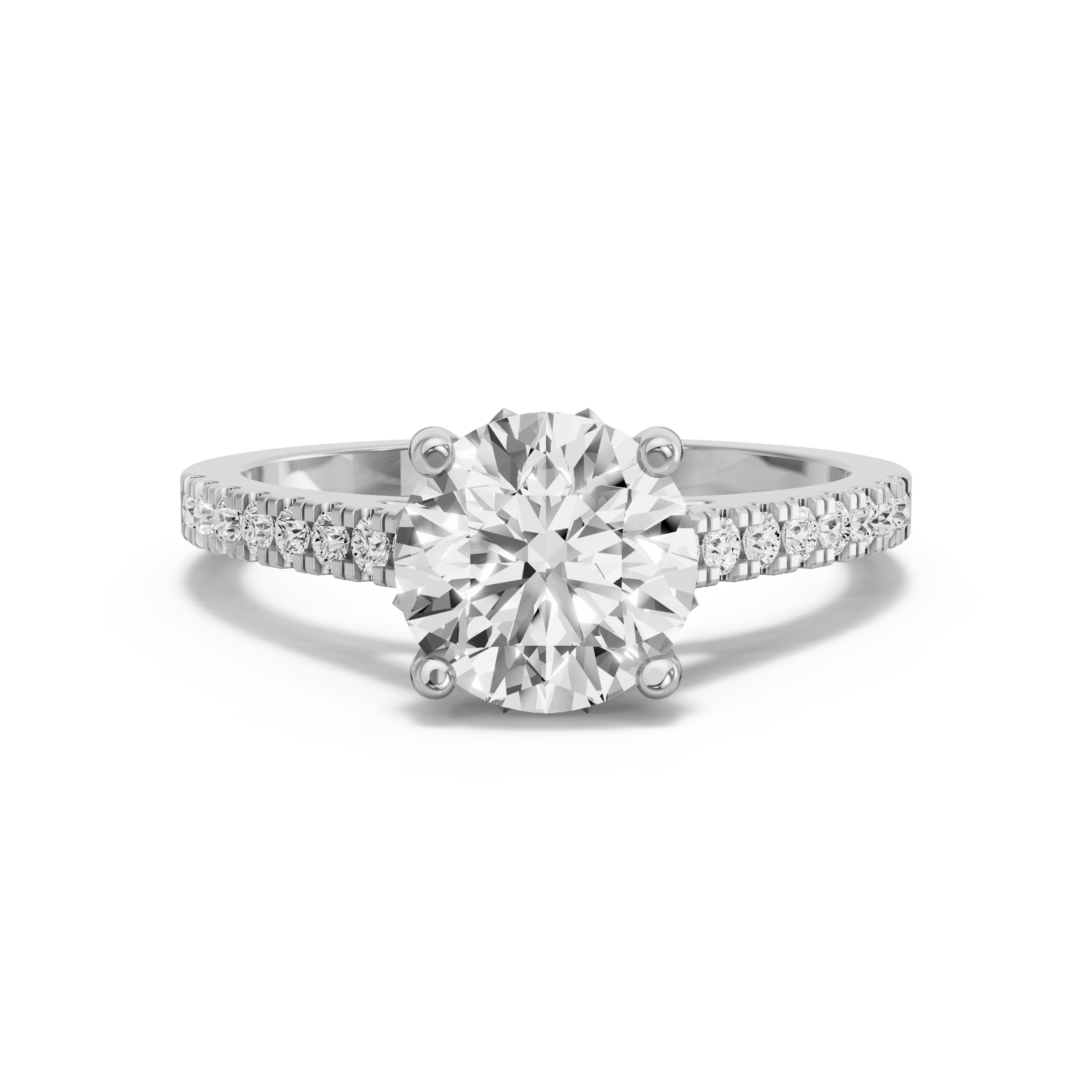 Image for Round Lotus Basket Ring with Cathedral Pave band