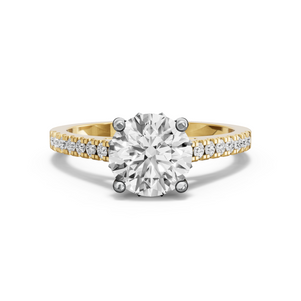 Image for Round Lotus Basket Ring with Cathedral Pave band
