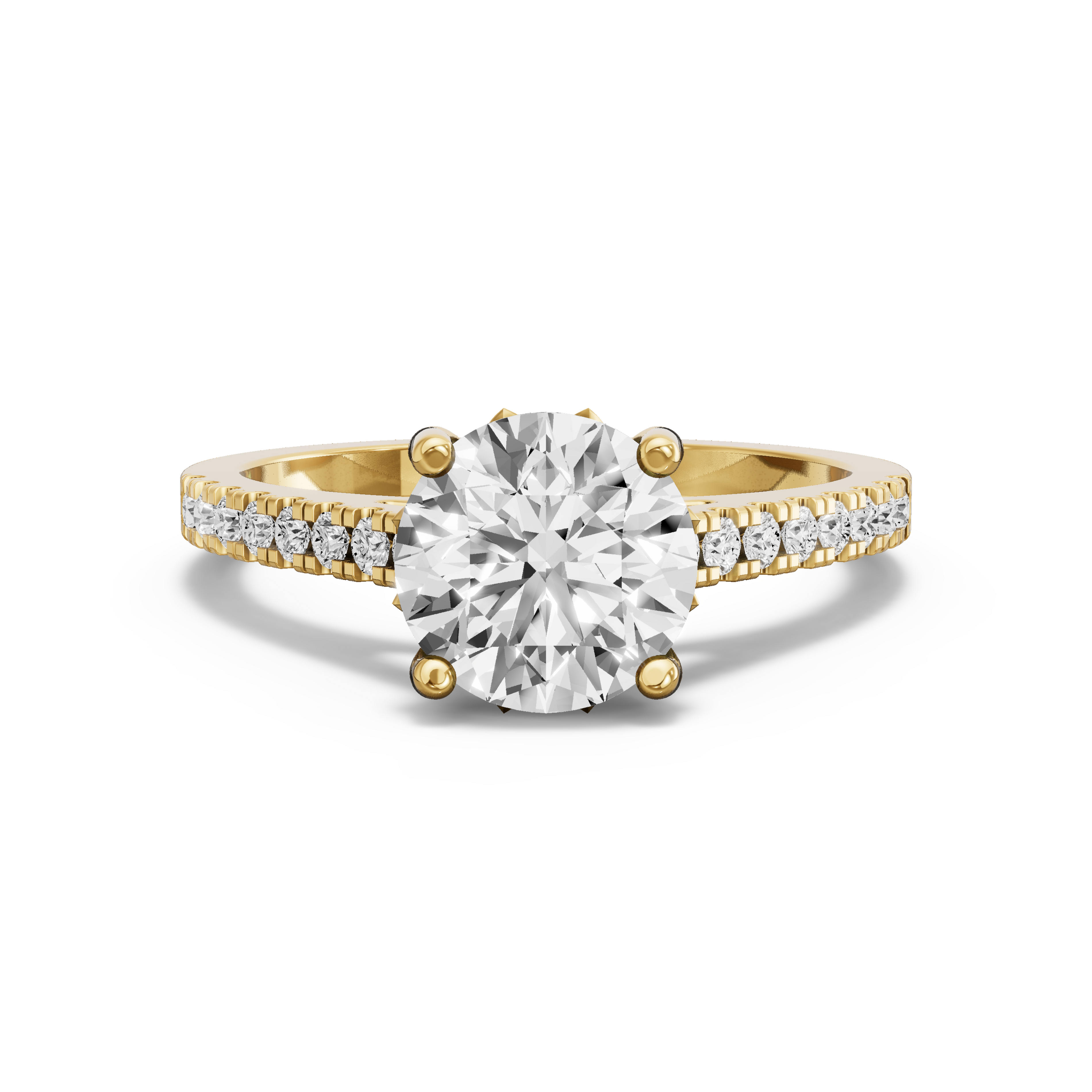 Image for Round Lotus Basket Ring with Cathedral Pave band