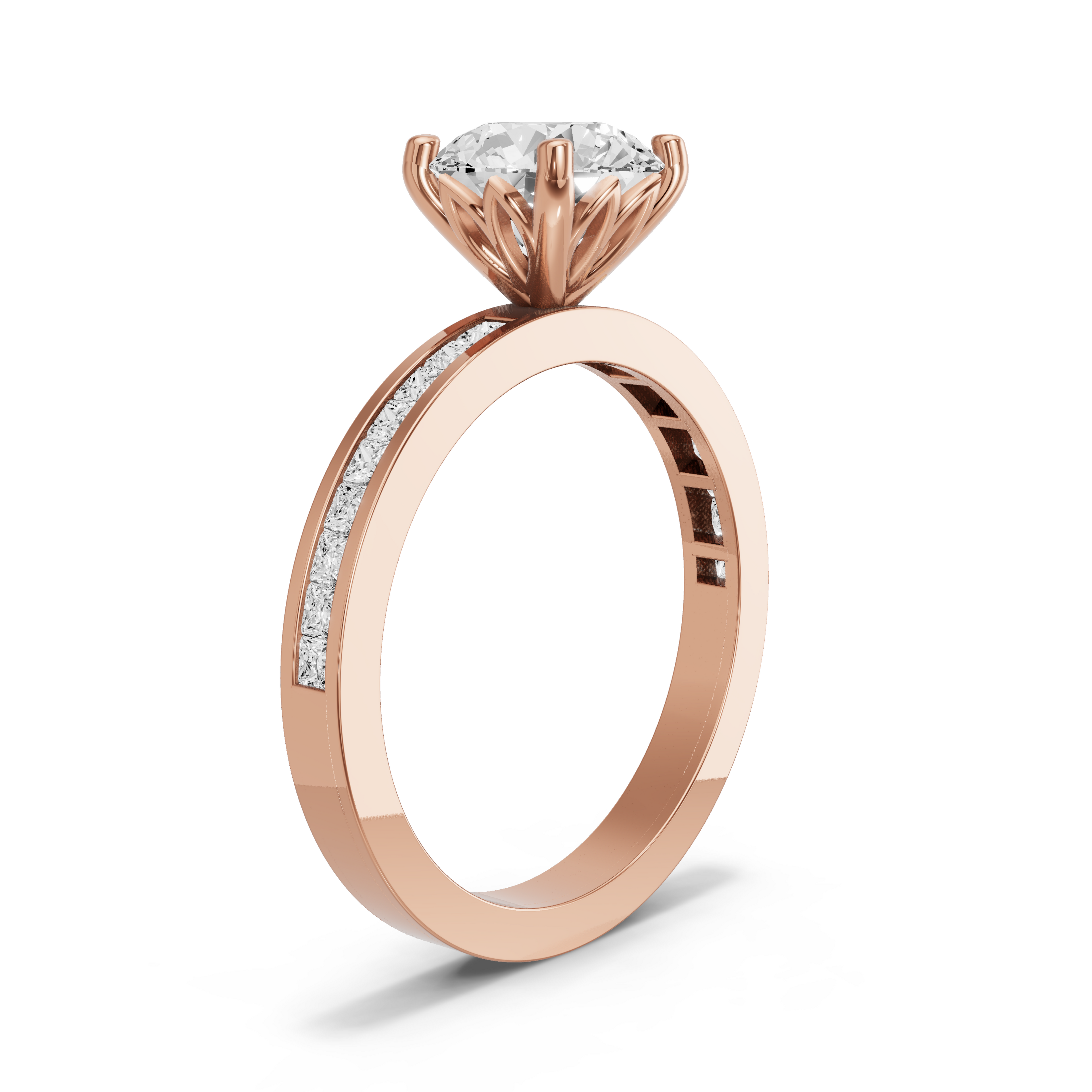Image for Round Lotus Basket Ring with Channel band