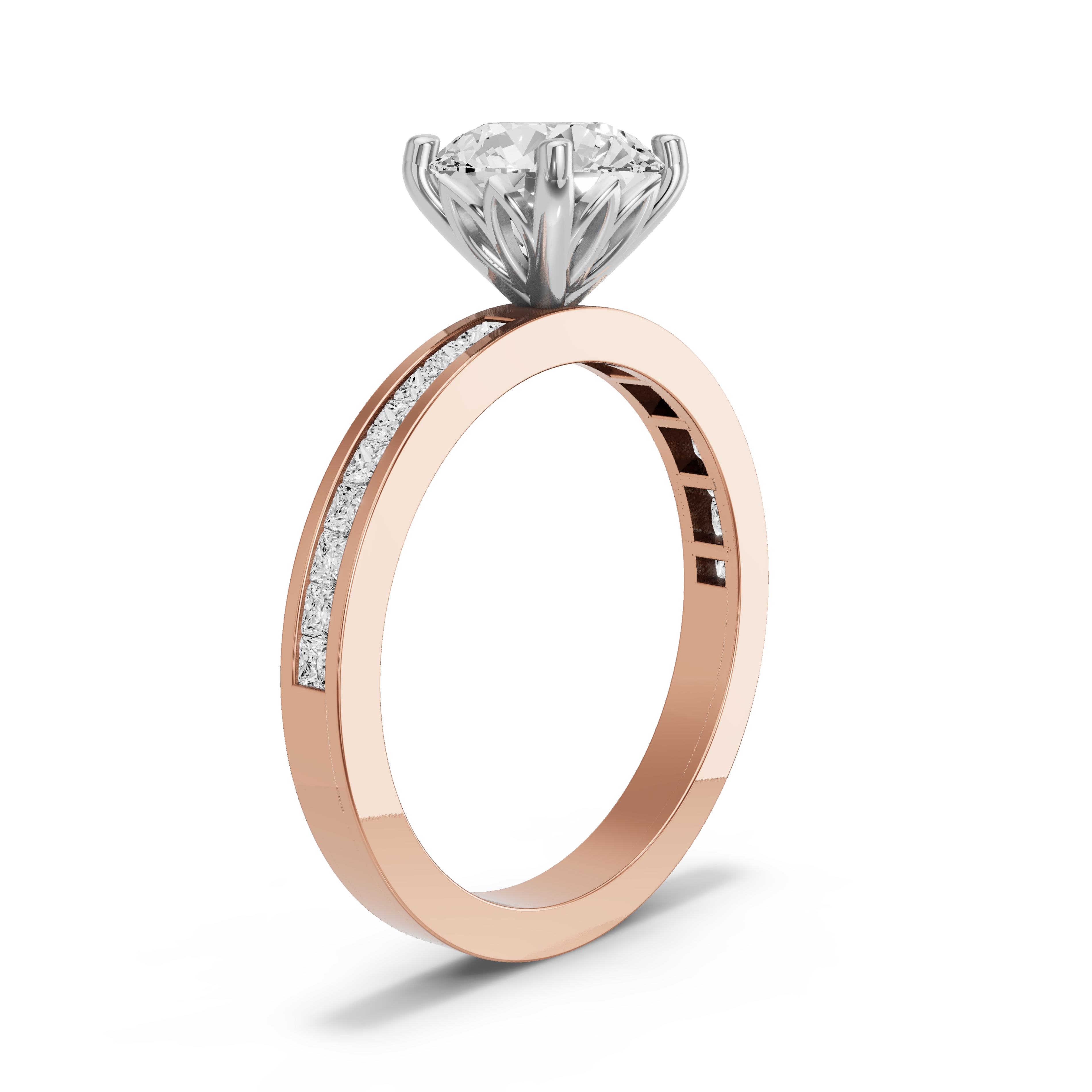 Image for Round Lotus Basket Ring with Channel band
