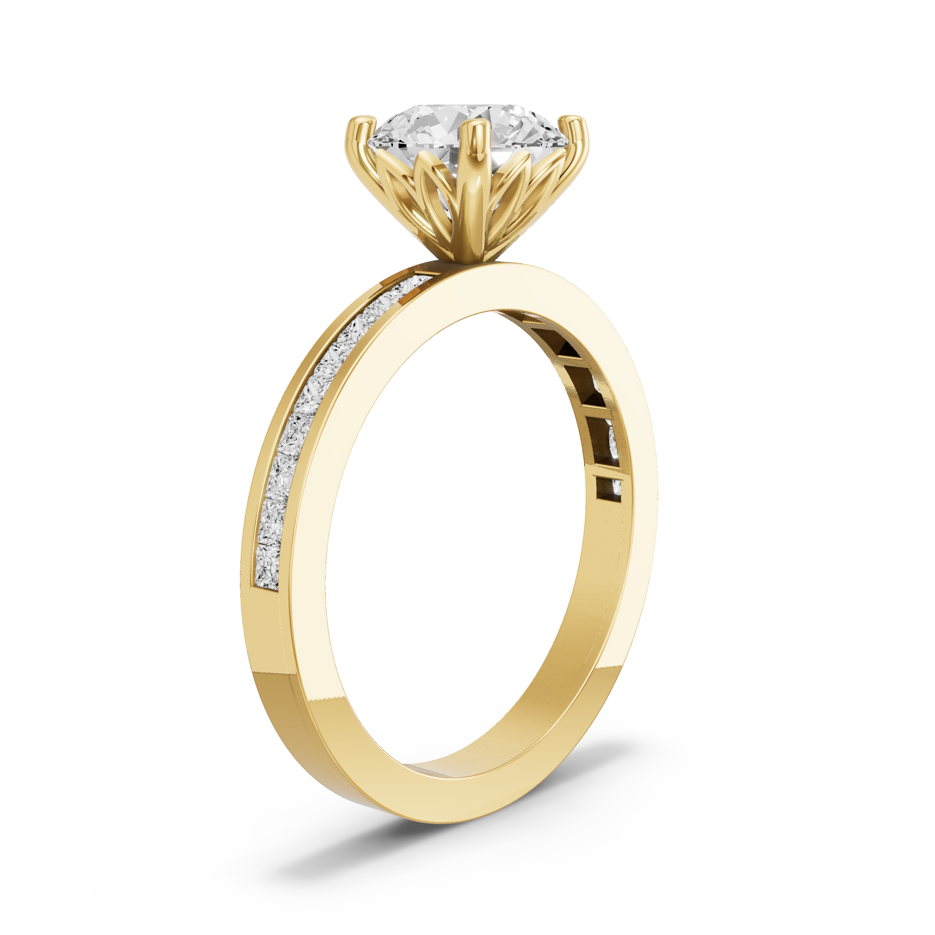 Image for Round Lotus Basket Ring with Channel band