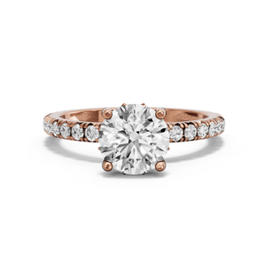 Image for Round Lotus Basket Ring with French Pave band