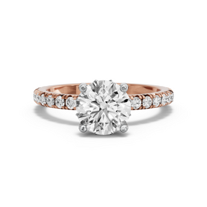 Image for Round Lotus Basket Ring with French Pave band