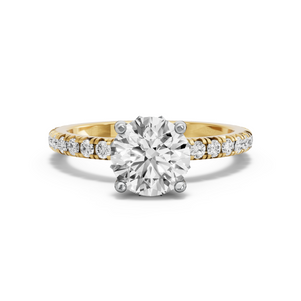 Image for Round Lotus Basket Ring with French Pave band