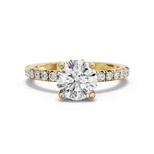 Image for Round Lotus Basket Ring with French Pave band