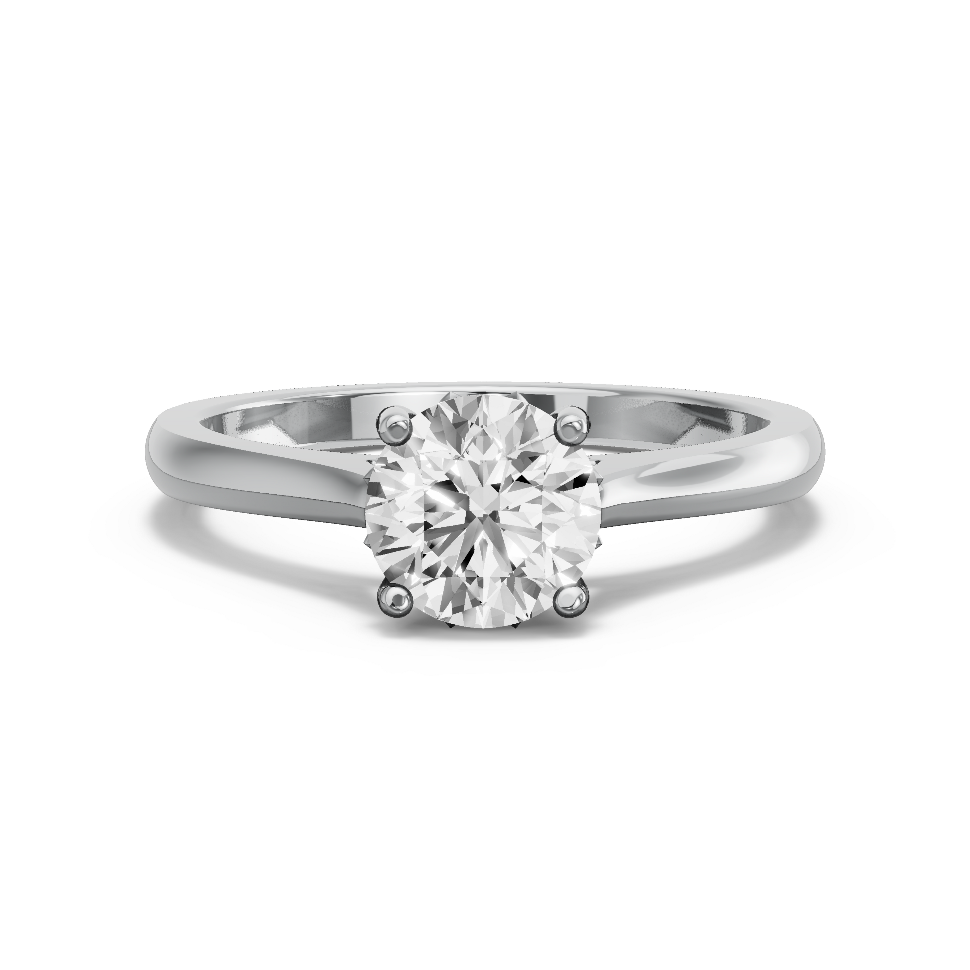 Image for Round Lotus Basket Ring with Knife Edge Cathedral band in 18K White Gold