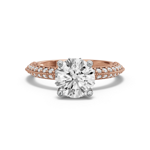 Image for Round Lotus Basket Ring with Knife Edge Pave band