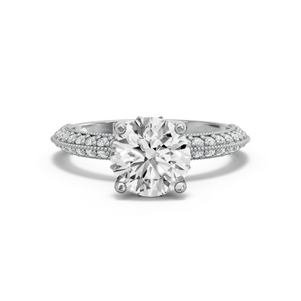 Image for Round Lotus Basket Ring with Knife Edge Pave band