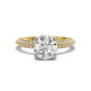 Image for Round Lotus Basket Ring with Knife Edge Pave band