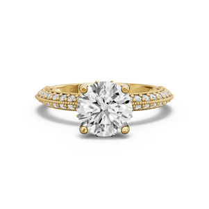 Image for Round Lotus Basket Ring with Knife Edge Pave band