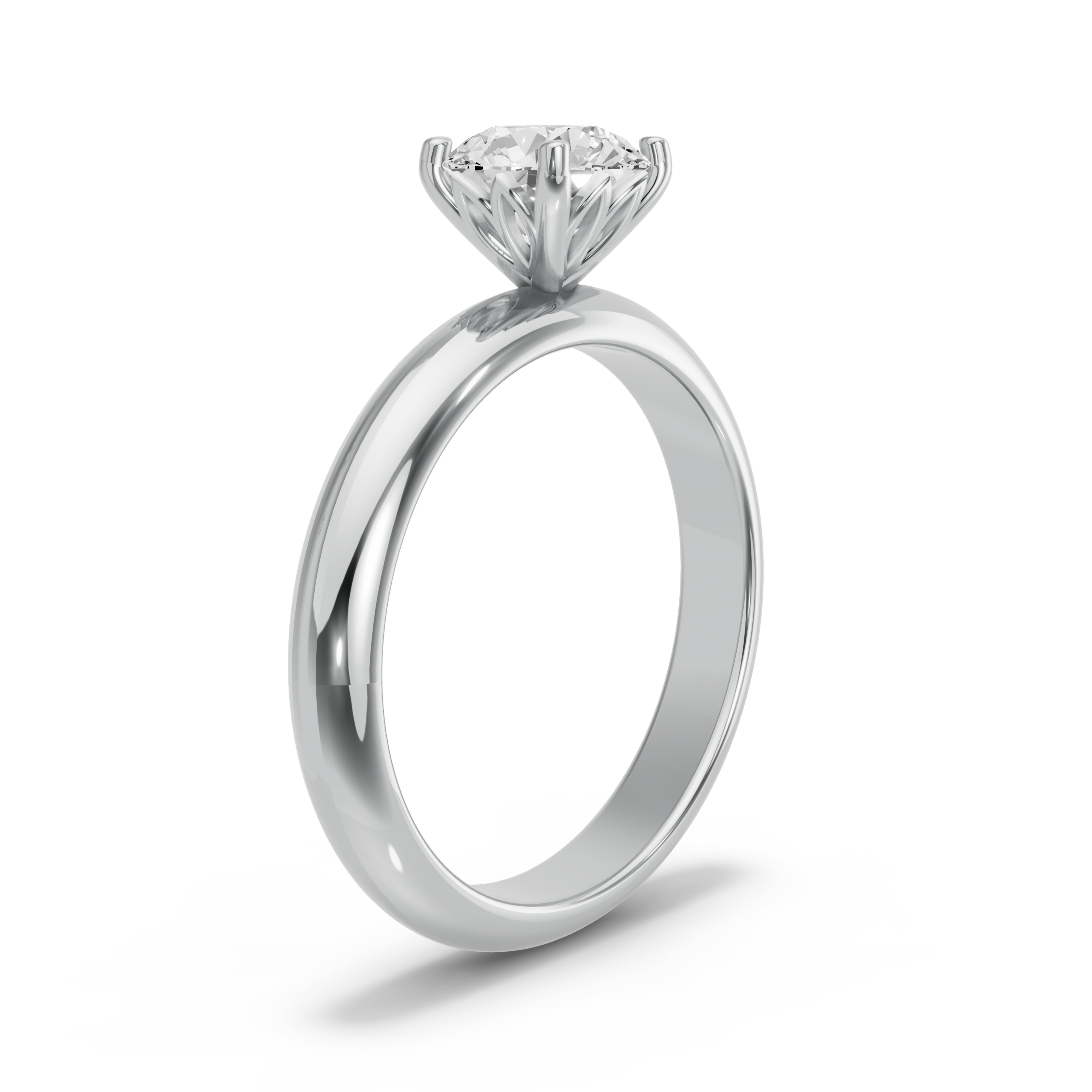 Image for Round Lotus Basket Ring with Knife Edge Solitaire band