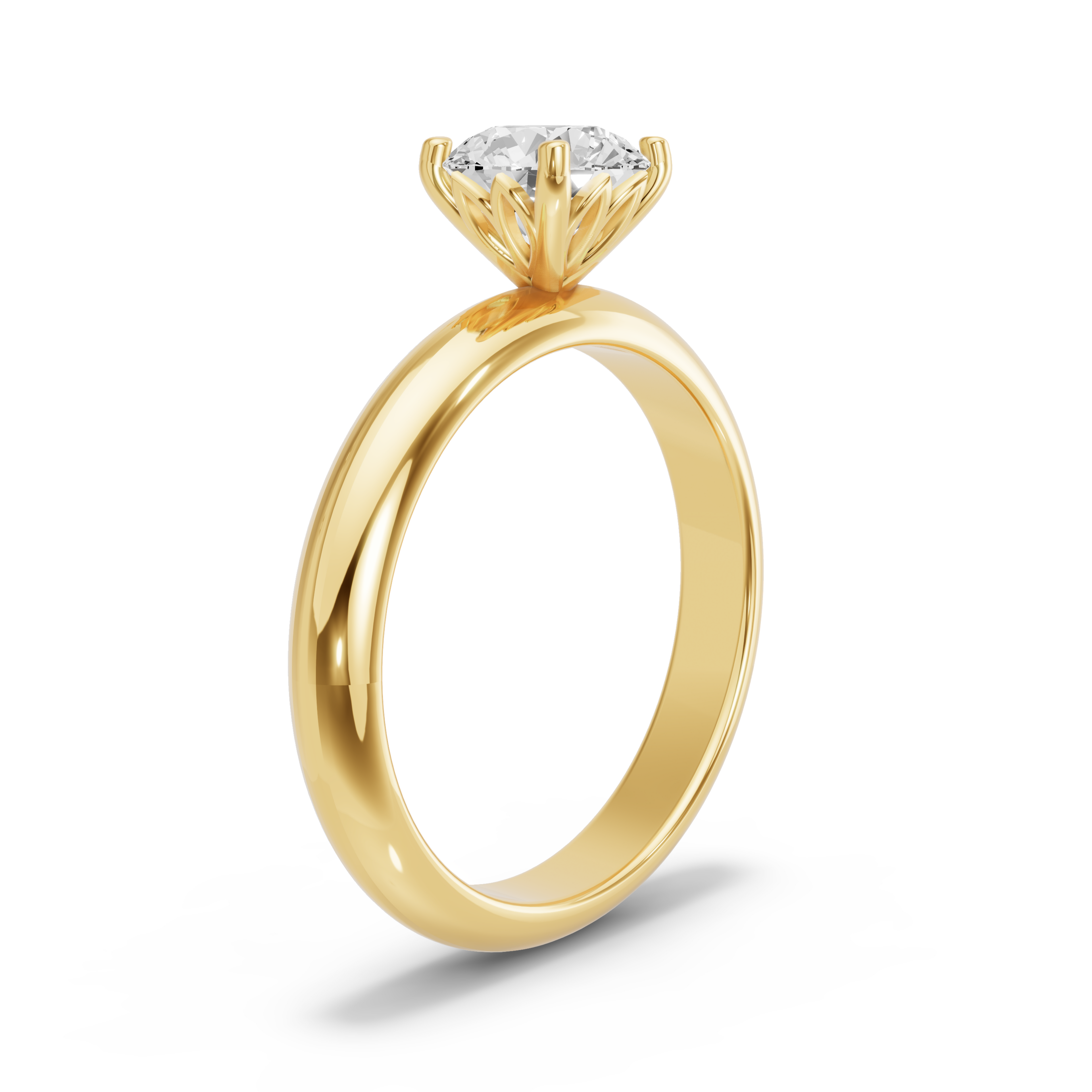 Image for Round Lotus Basket Ring with Knife Edge Solitaire band