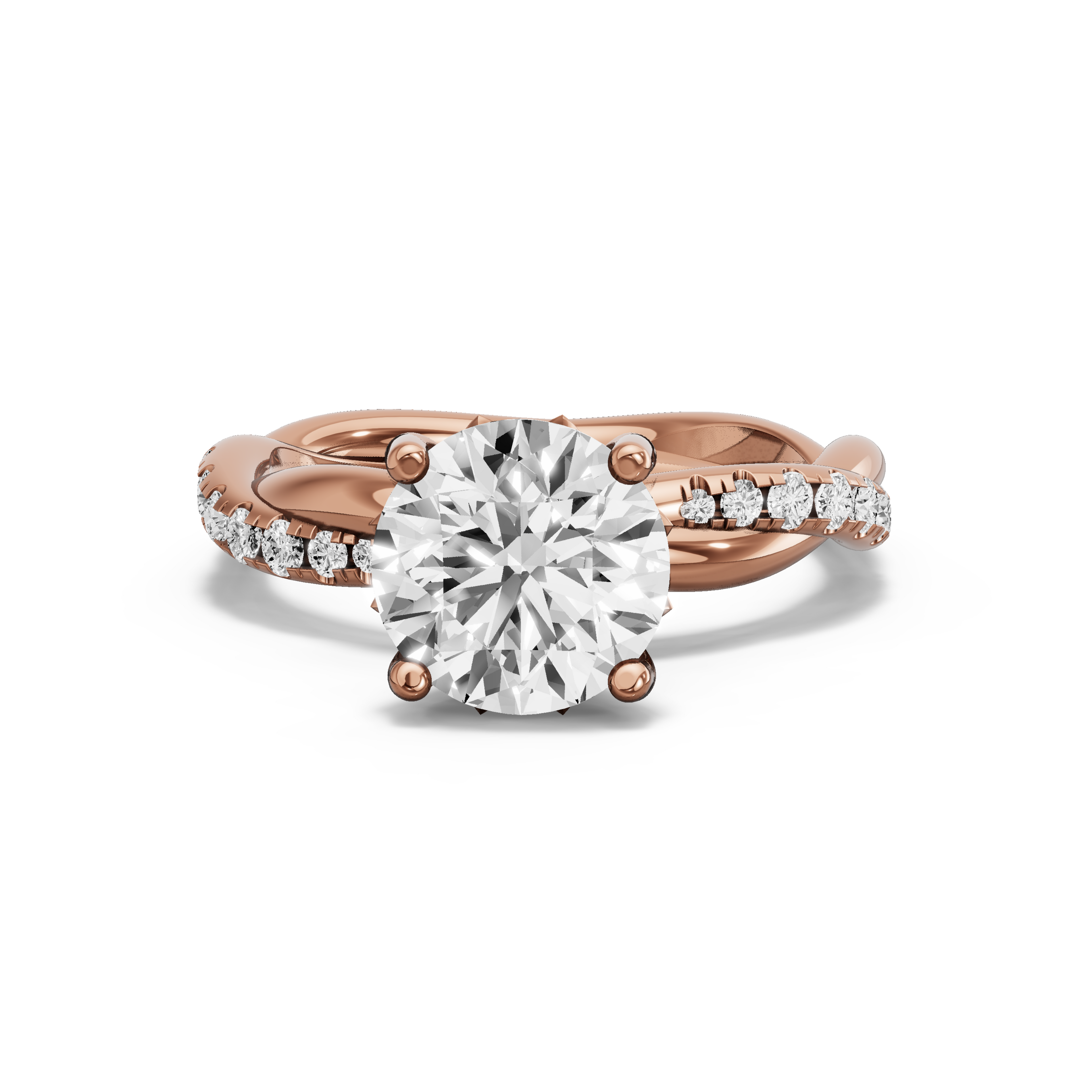 Image for Round Lotus Basket Ring with Rope Pave band