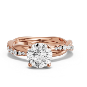 Image for Round Lotus Basket Ring with Rope Pave band
