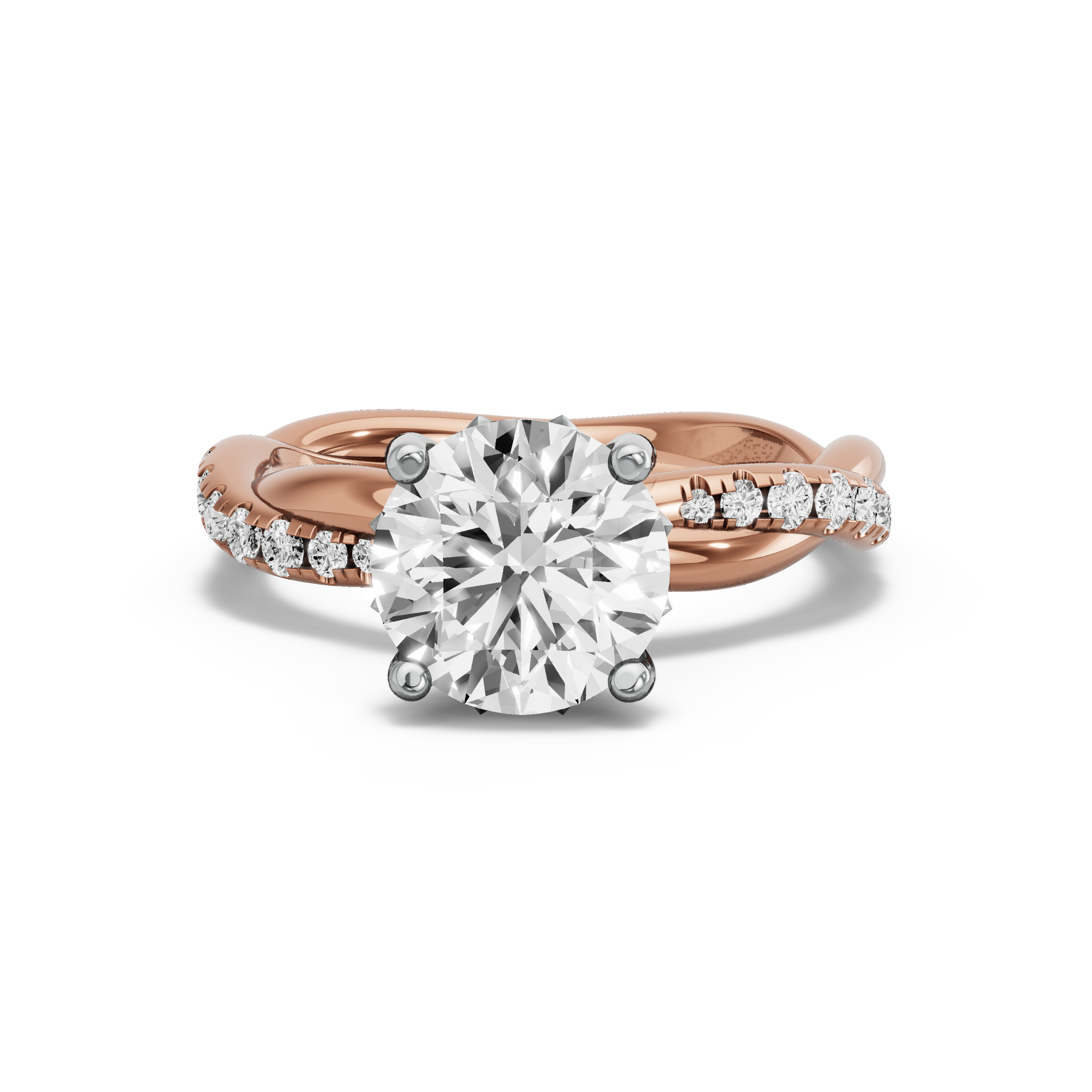 Image for Round Lotus Basket Ring with Rope Pave band