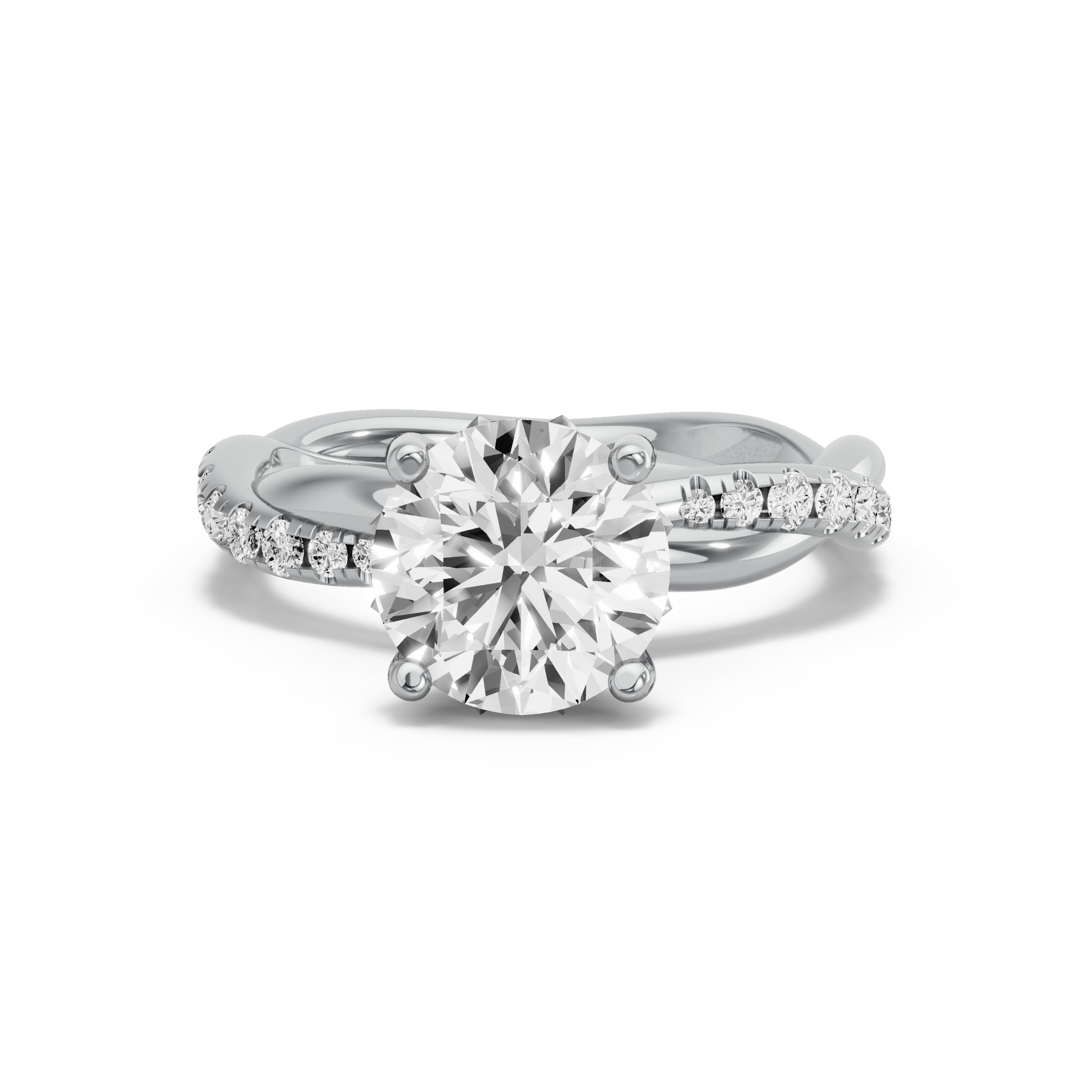 Image for Round Lotus Basket Ring with Rope Pave band