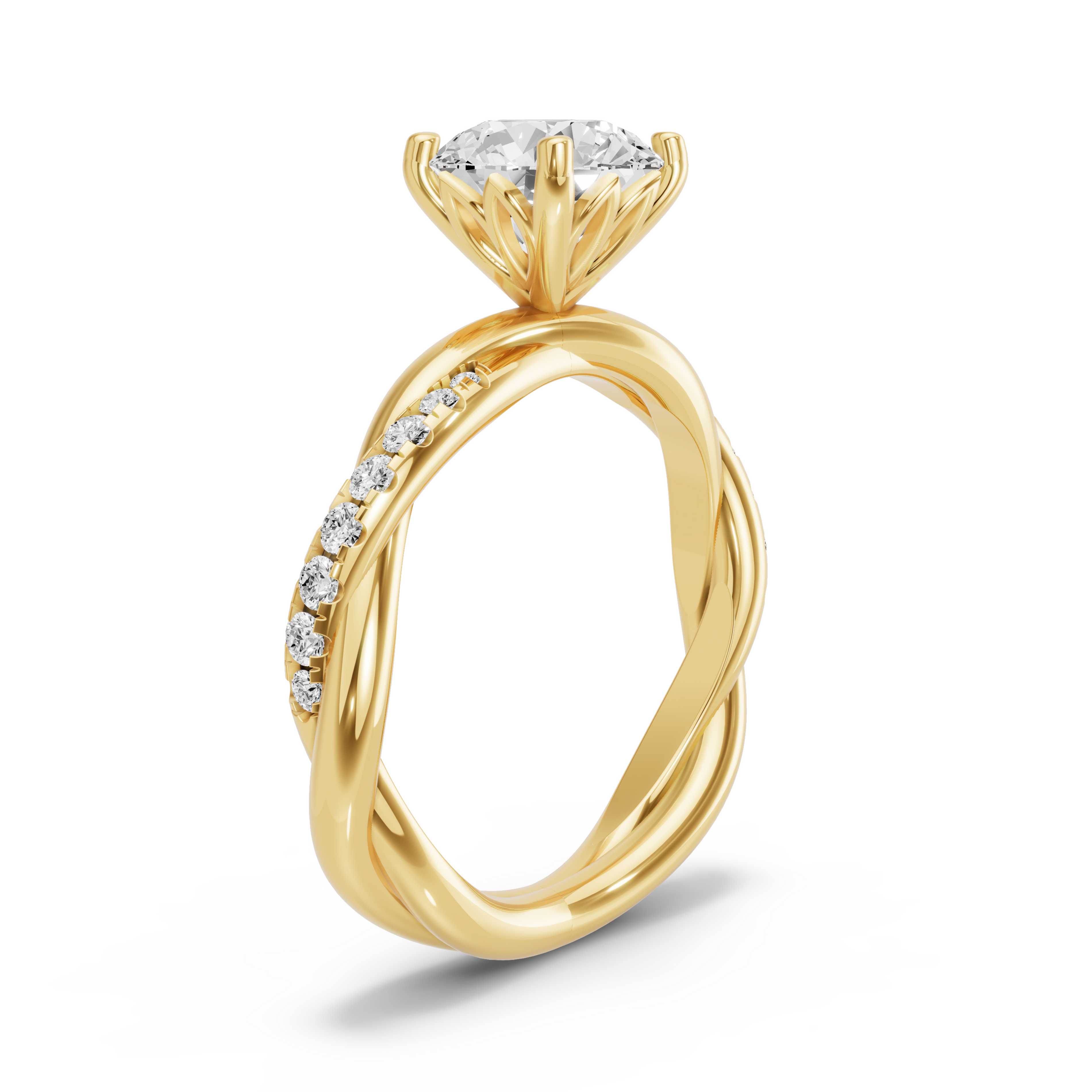 Image for Round Lotus Basket Ring with Rope Pave band
