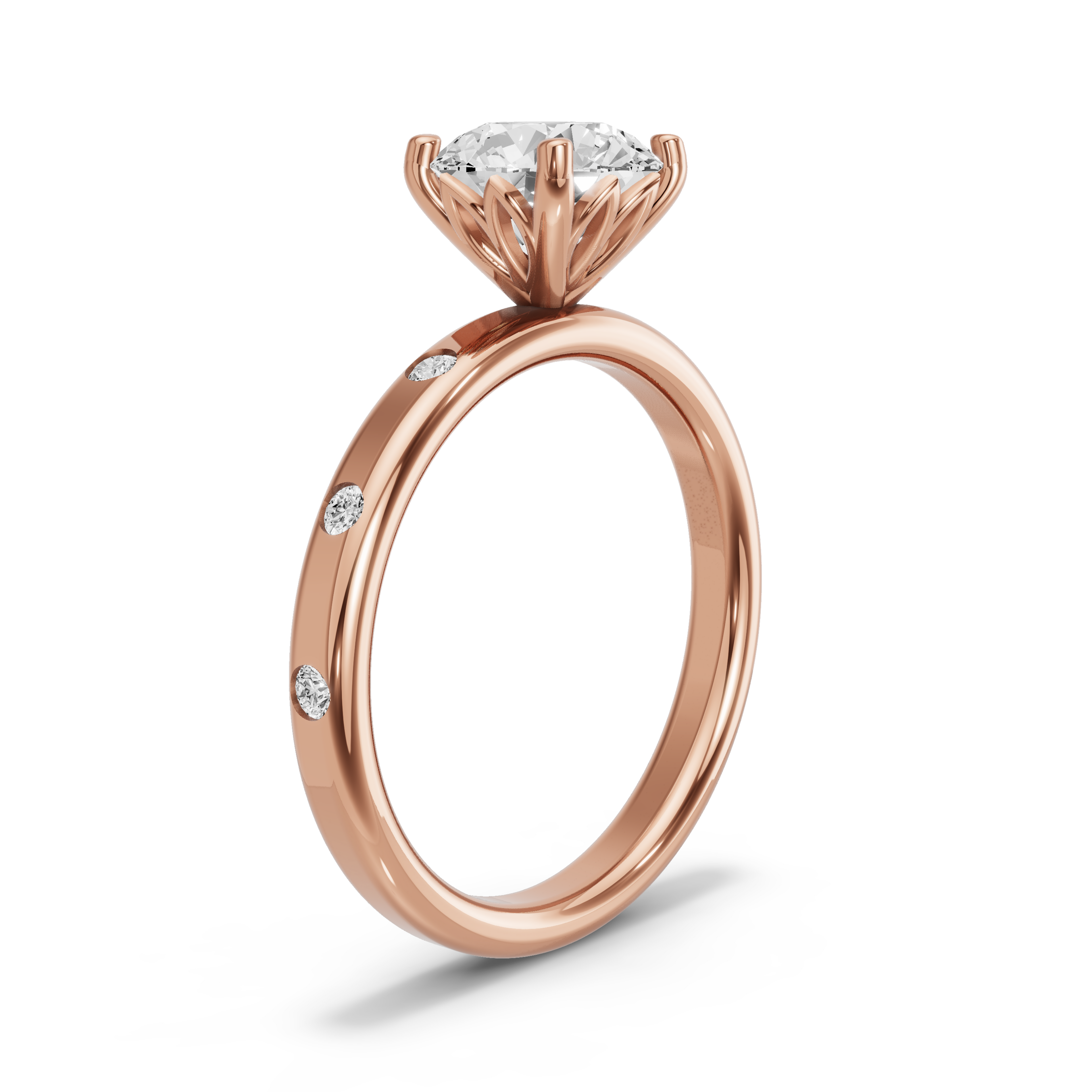 Image for Round Lotus Basket Ring with Sleek Accent band