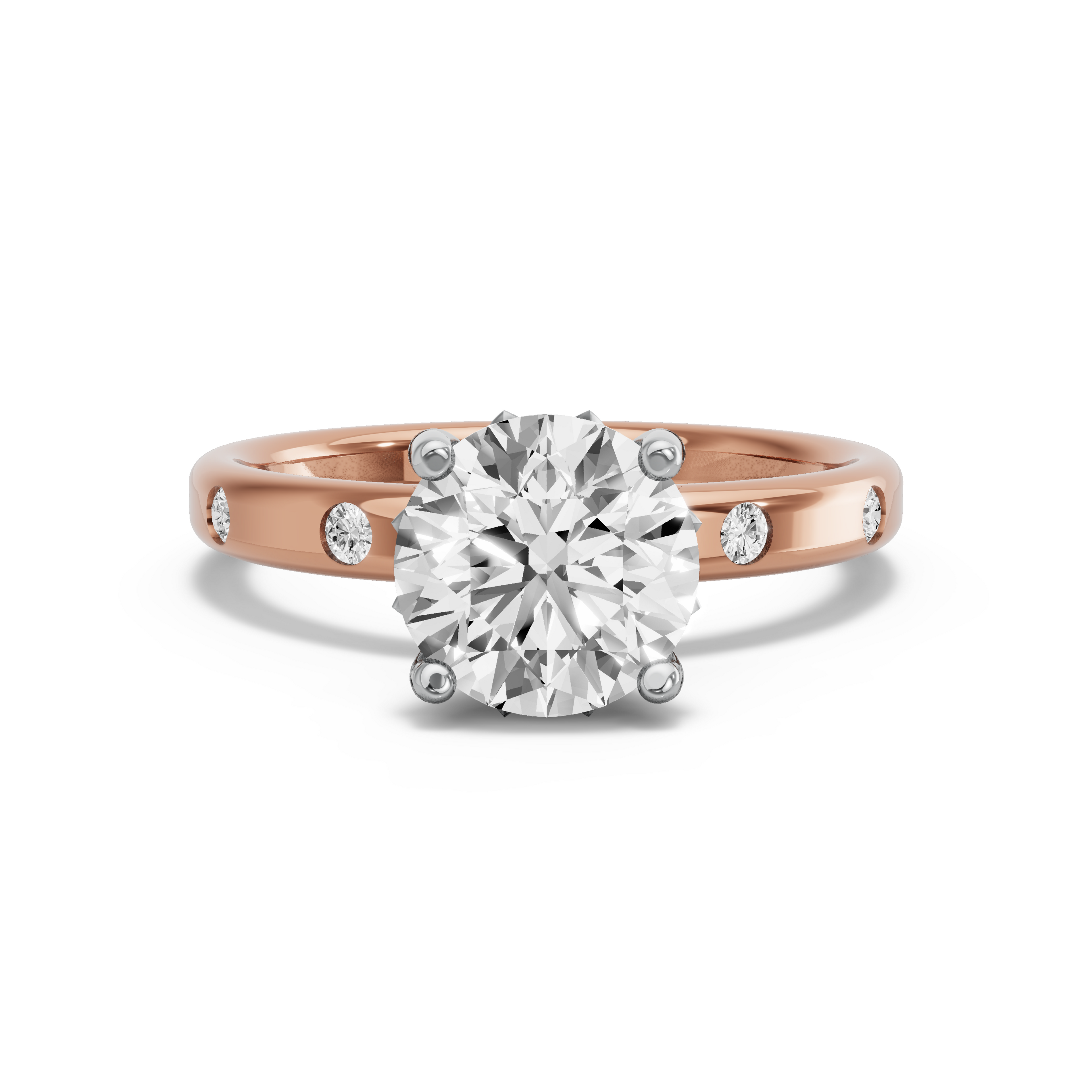 Image for Round Lotus Basket Ring with Sleek Accent band