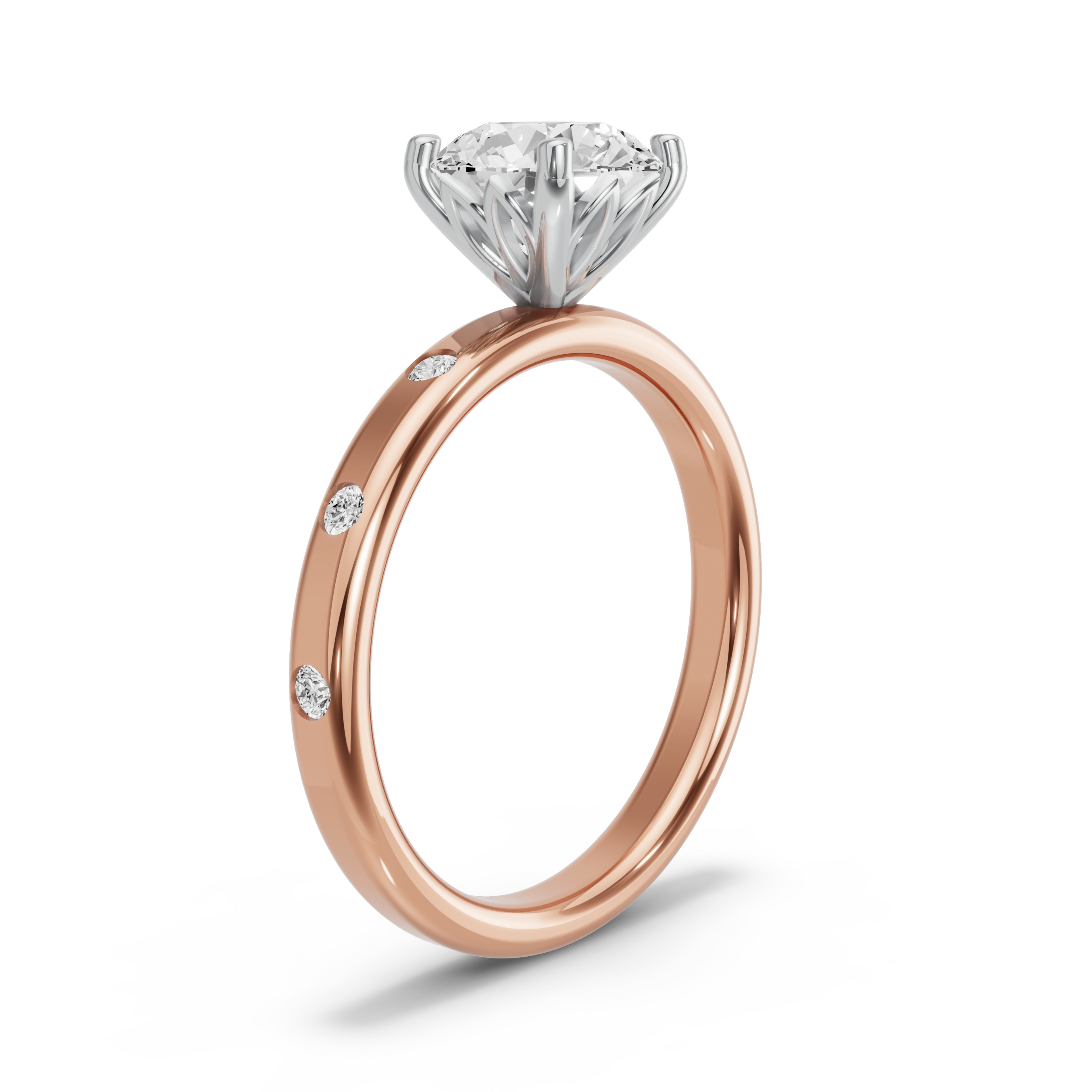 Image for Round Lotus Basket Ring with Sleek Accent band
