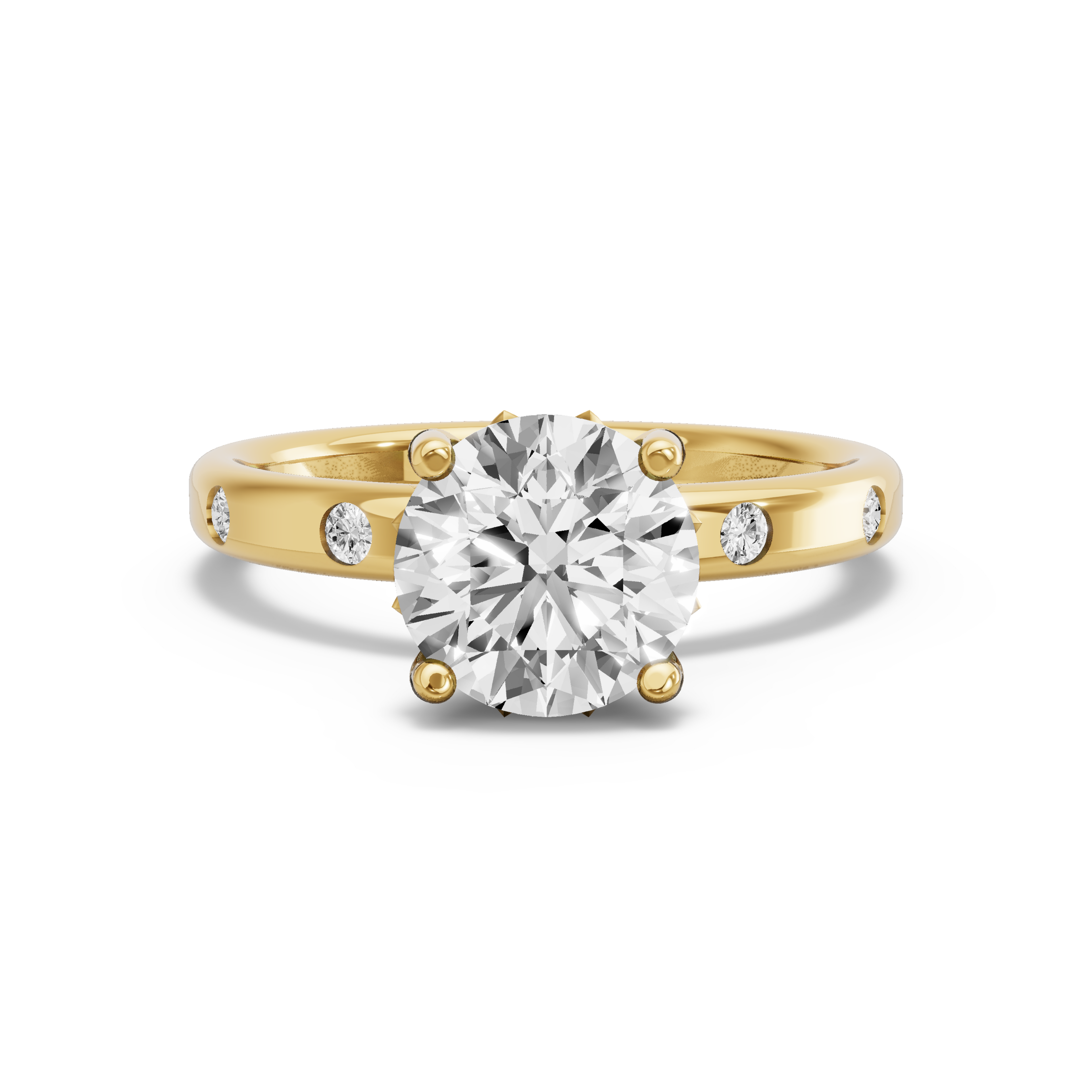 Image for Round Lotus Basket Ring with Sleek Accent band