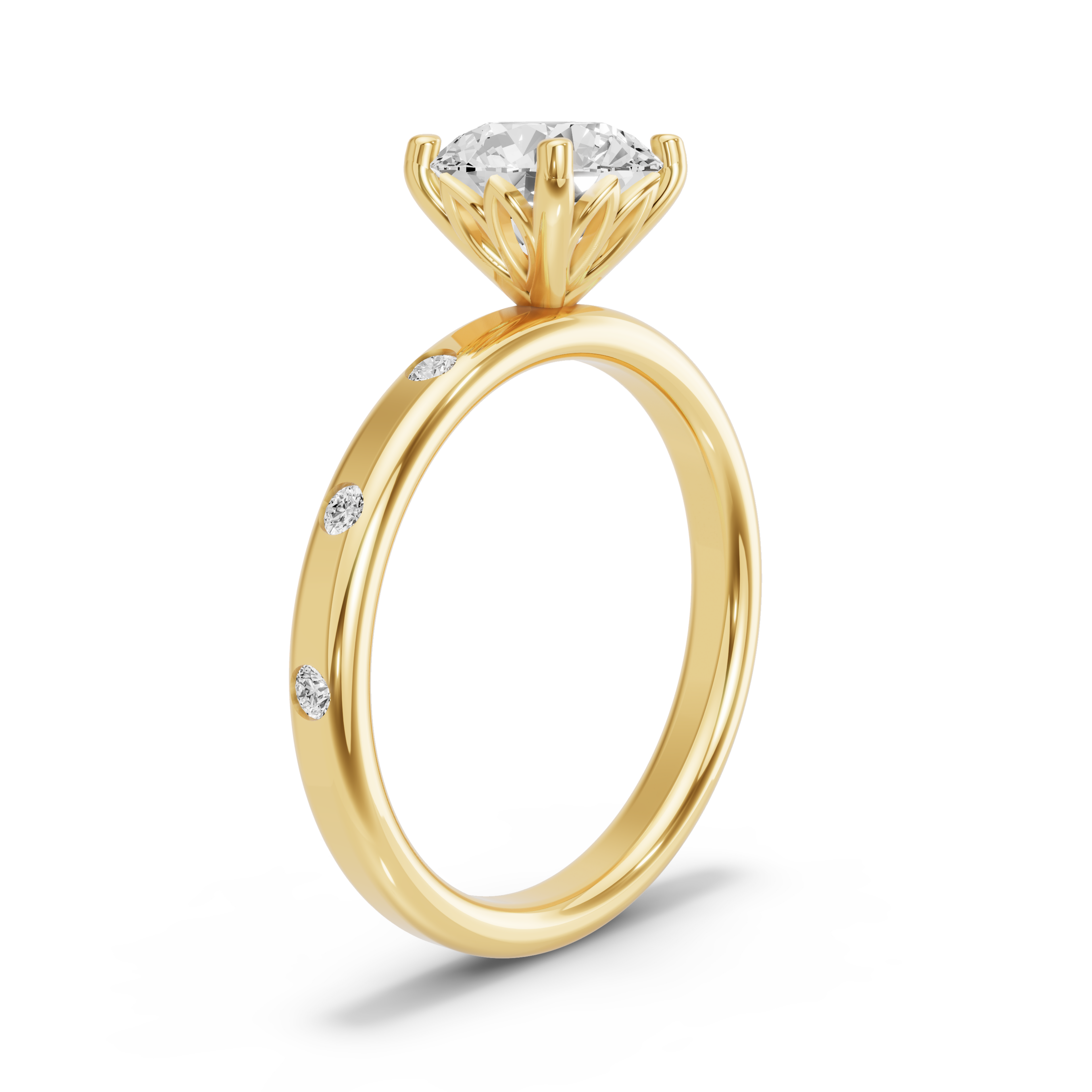 Image for Round Lotus Basket Ring with Sleek Accent band