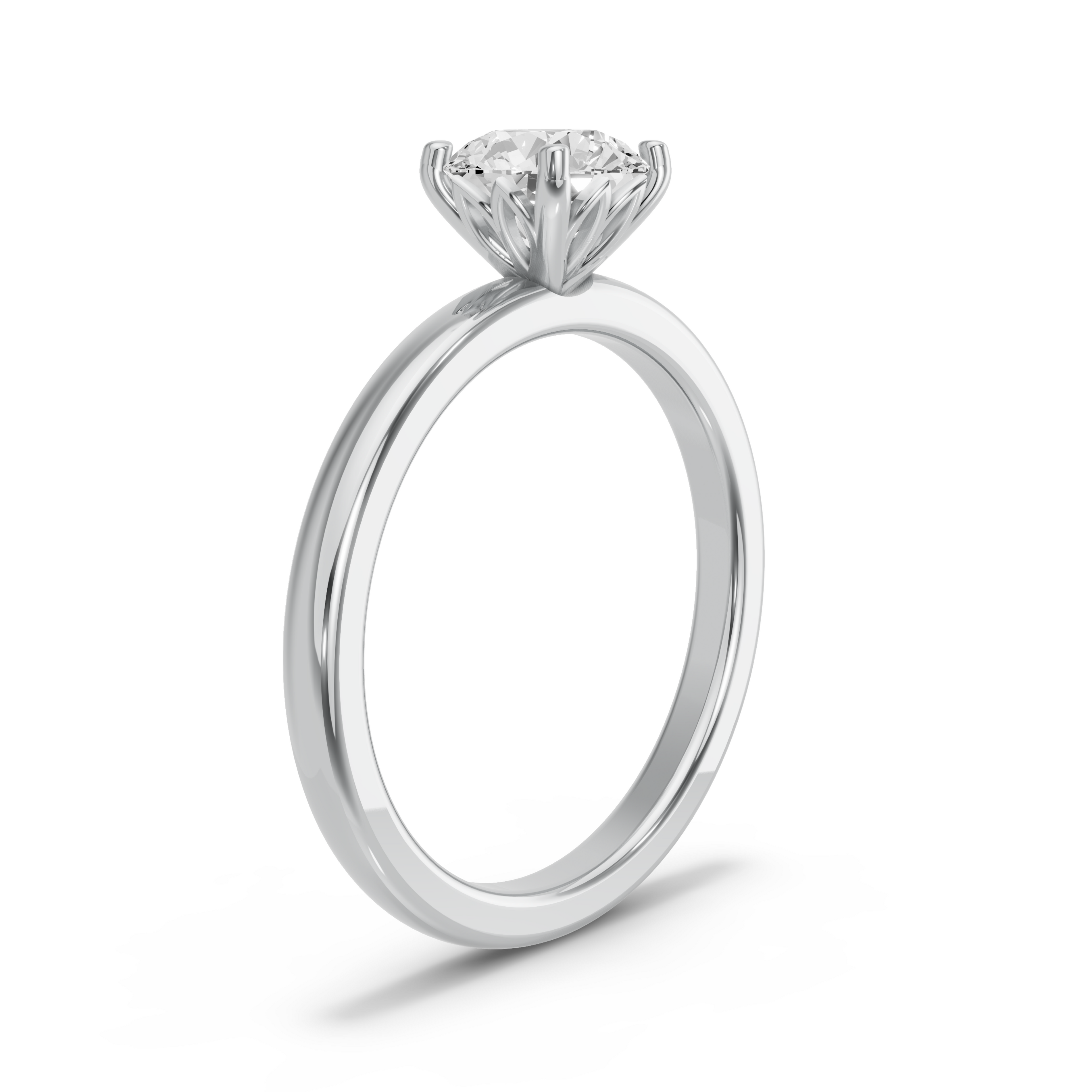 Image for Round Lotus Basket Ring with Solitaire band in 18K White Gold