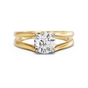 Image for Round Lotus Basket Ring with Split Ring Solitaire band