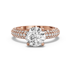 Image for Round Lotus Basket Ring with Triple Row Pave band