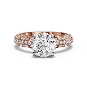 Image for Round Lotus Basket Ring with Triple Row Pave band