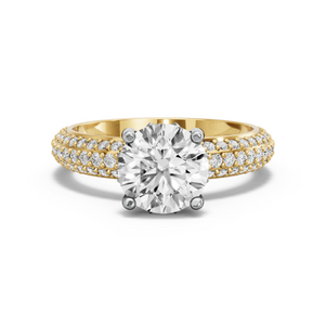 Image for Round Lotus Basket Ring with Triple Row Pave band