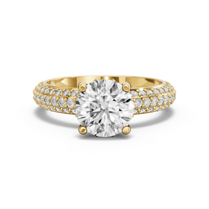 Image for Round Lotus Basket Ring with Triple Row Pave band
