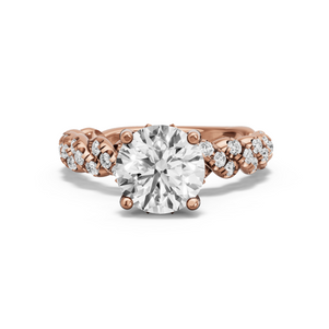 Image for Round Lotus Basket Ring with Twist Pave band
