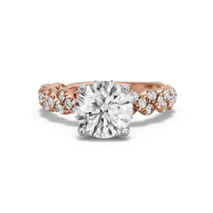 Image for Round Lotus Basket Ring with Twist Pave band