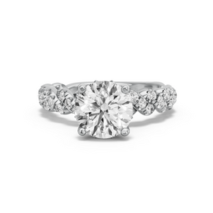 Image for Round Lotus Basket Ring with Twist Pave band