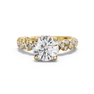 Image for Round Lotus Basket Ring with Twist Pave band