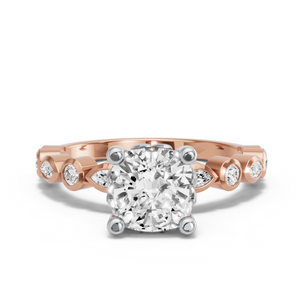 Image for Cushion Lotus Basket Ring with Alternating Marquise band
