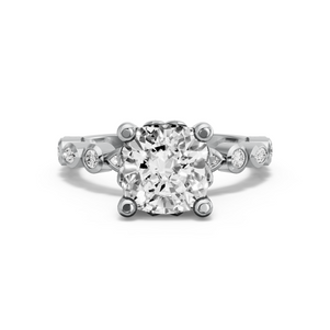 Image for Square Cushion Lotus Basket Ring with Alternating Marquise band