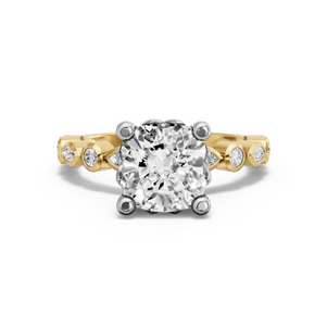 Image for Square Cushion Lotus Basket Ring with Alternating Marquise band