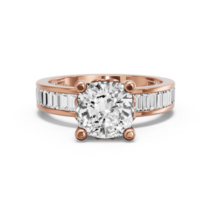 Image for Cushion Lotus Basket Ring with Baguette Channel band