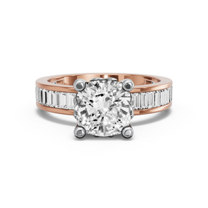 Image for Cushion Lotus Basket Ring with Baguette Channel band