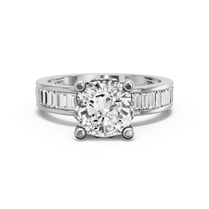 Image for Cushion Lotus Basket Ring with Baguette Channel band