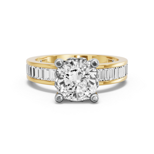 Image for Cushion Lotus Basket Ring with Baguette Channel band