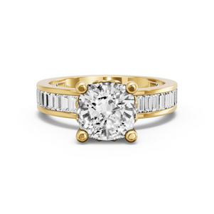 Image for Cushion Lotus Basket Ring with Baguette Channel band
