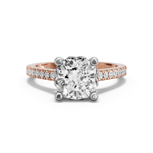 Image for Cushion Lotus Basket Ring with Cathedral Pave band