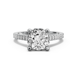 Image for Cushion Lotus Basket Ring with Cathedral Pave band