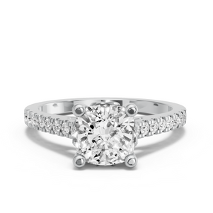 Image for Square Cushion Lotus Basket Ring with Cathedral Pave band