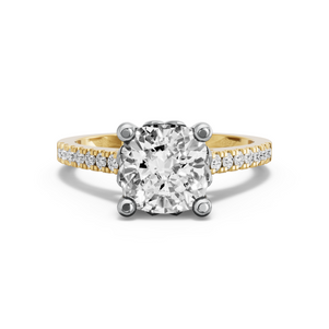 Image for Cushion Lotus Basket Ring with Cathedral Pave band