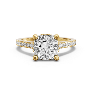 Image for Cushion Lotus Basket Ring with Cathedral Pave band